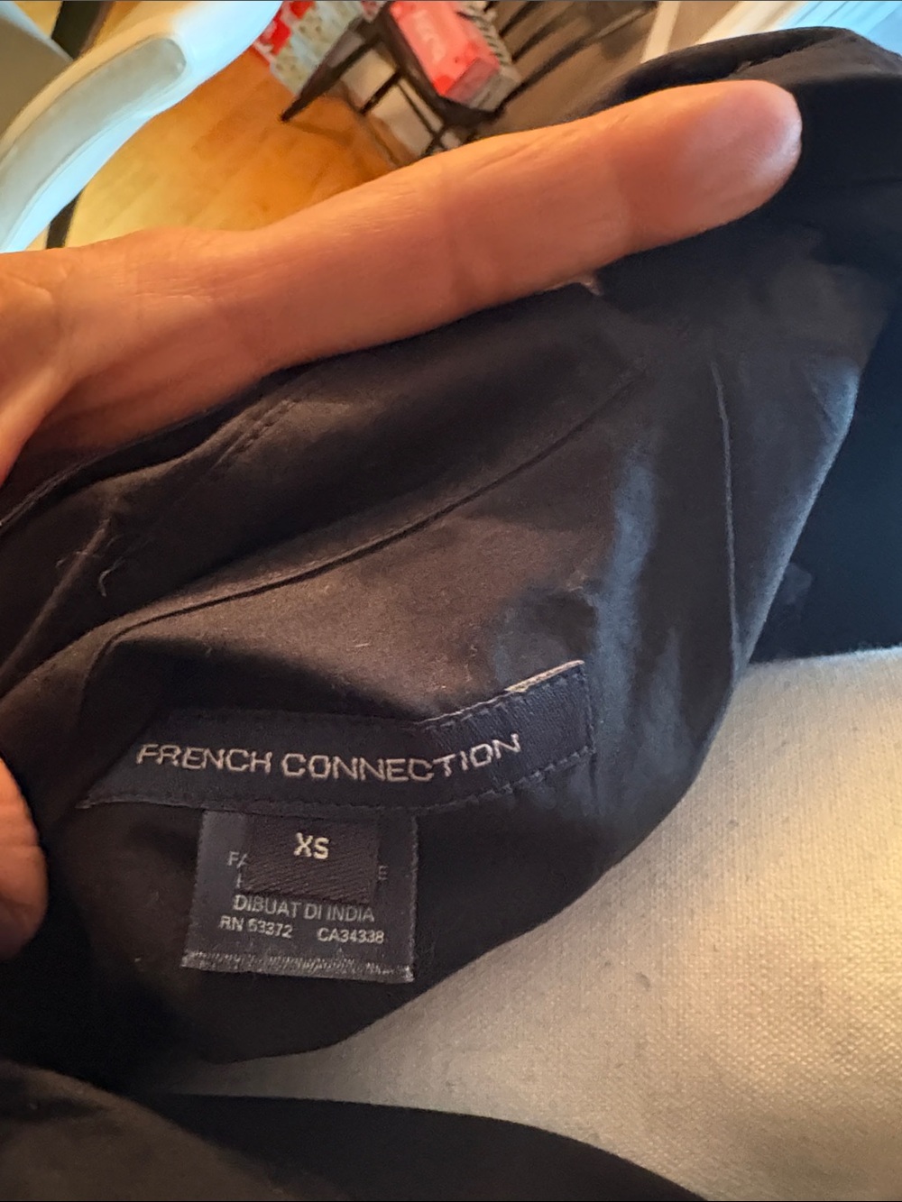 French Connection Black Short Sleeve Collared Blouse with Waist Tie - Picture 7 of 8